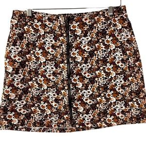 Arizona Jean Co. Corduroy Zip-Up Mini Skirt – Brown Floral  Girl| Size 11